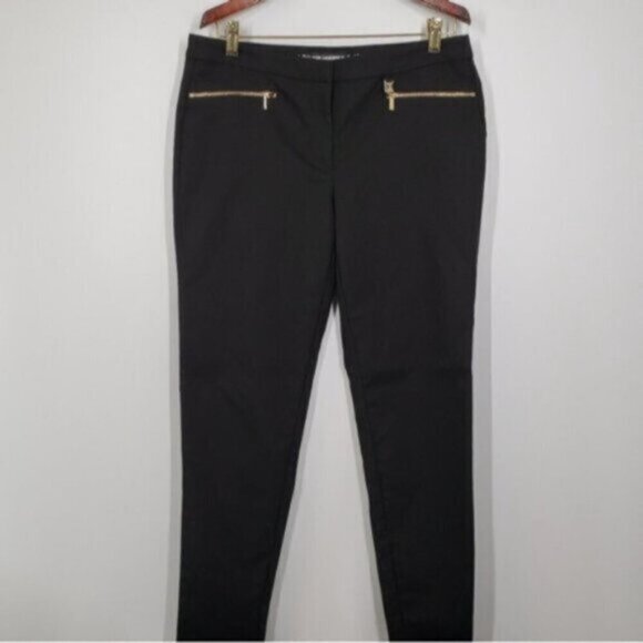 Karl Lagerfeld Paris Cropped Straight Skinny Black Dress Pant Gold Hardw… - Picture 3 of 16
